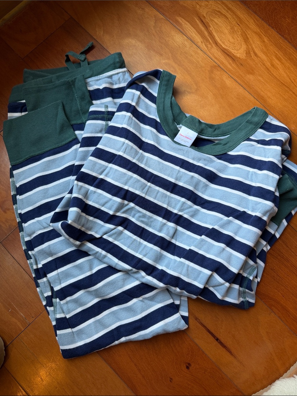 Hanna Andersson Navy & Light Blue Striped Pajama Set
